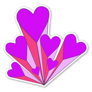 Hearts coming at you! Pink shooting hearts sticker