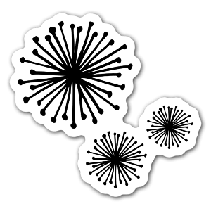 Black little pom poms for a sticker, make it custom by adding a colored background