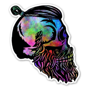 Cosmic Nebula Top Knot Bearded Skull