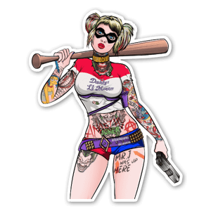 Naklejka Harley Quinn z tatuażami