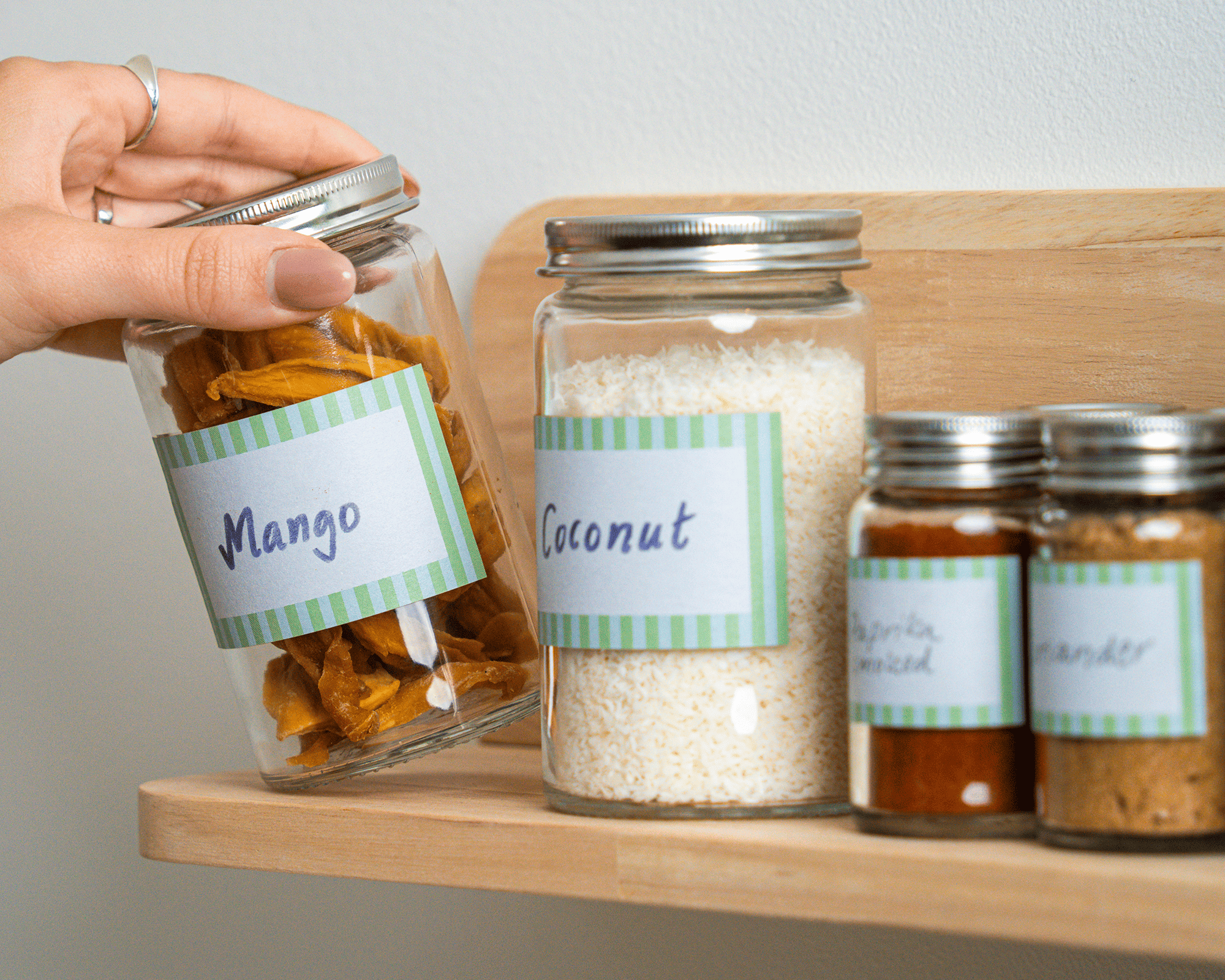 Labels on glass jars